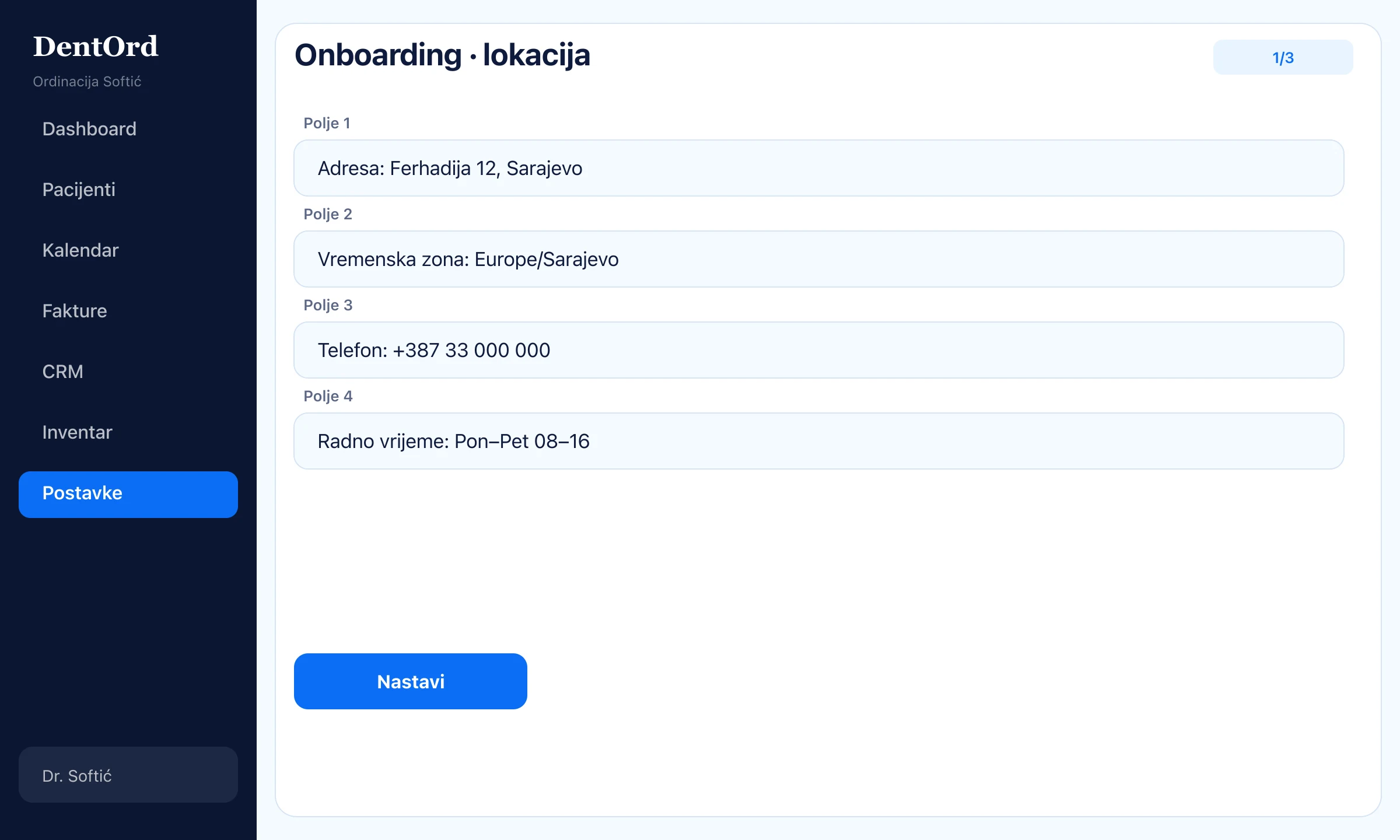 Onboarding · korak 1